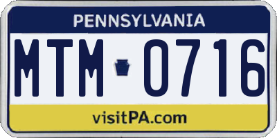 PA license plate MTM0716