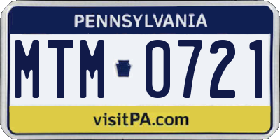 PA license plate MTM0721