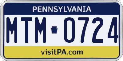 PA license plate MTM0724
