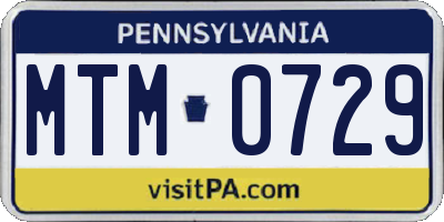 PA license plate MTM0729