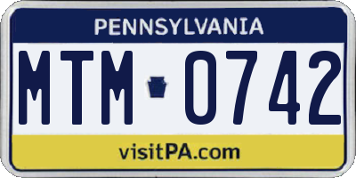 PA license plate MTM0742