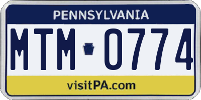 PA license plate MTM0774