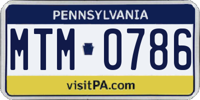 PA license plate MTM0786