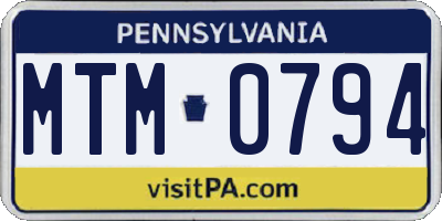 PA license plate MTM0794