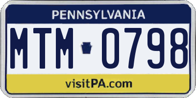 PA license plate MTM0798