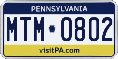 PA license plate MTM0802