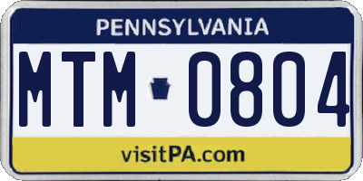 PA license plate MTM0804