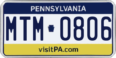 PA license plate MTM0806