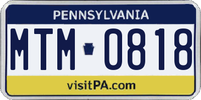 PA license plate MTM0818