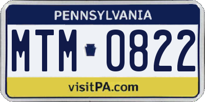 PA license plate MTM0822