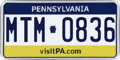 PA license plate MTM0836