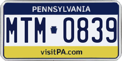 PA license plate MTM0839