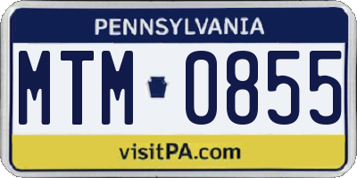 PA license plate MTM0855