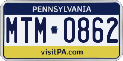 PA license plate MTM0862