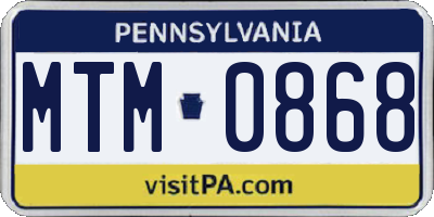 PA license plate MTM0868