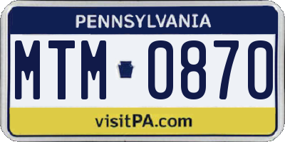 PA license plate MTM0870