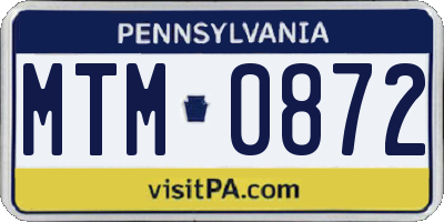 PA license plate MTM0872