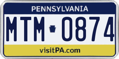 PA license plate MTM0874