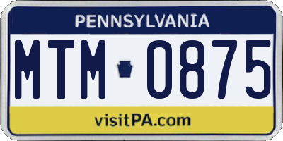 PA license plate MTM0875