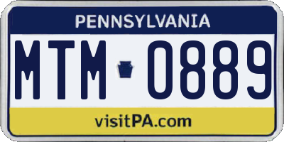 PA license plate MTM0889