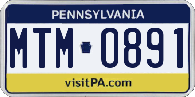 PA license plate MTM0891