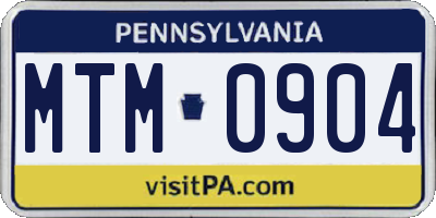 PA license plate MTM0904