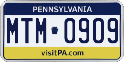 PA license plate MTM0909