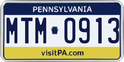 PA license plate MTM0913