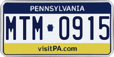 PA license plate MTM0915