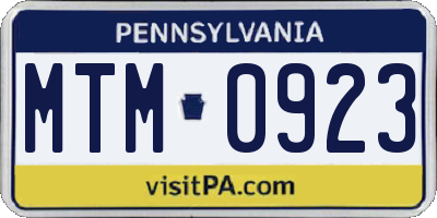 PA license plate MTM0923