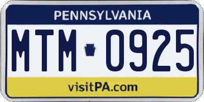 PA license plate MTM0925