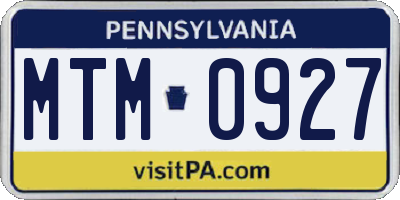 PA license plate MTM0927