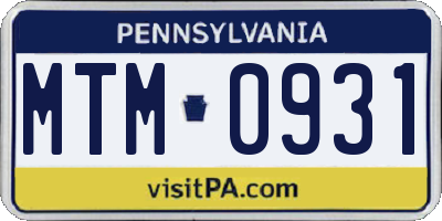 PA license plate MTM0931