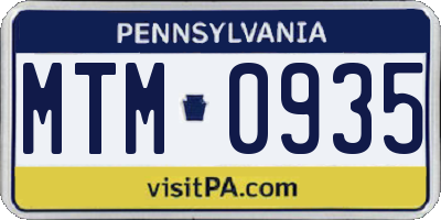 PA license plate MTM0935