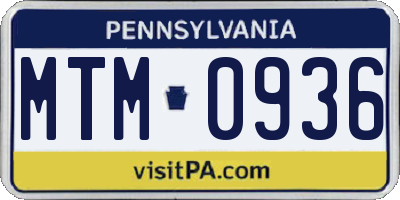 PA license plate MTM0936