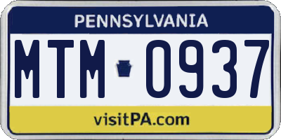 PA license plate MTM0937