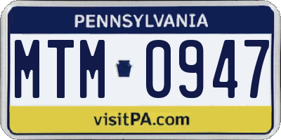 PA license plate MTM0947