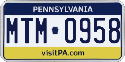 PA license plate MTM0958