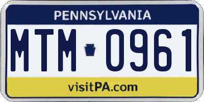 PA license plate MTM0961
