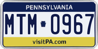 PA license plate MTM0967