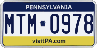 PA license plate MTM0978
