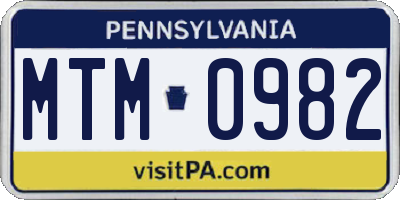 PA license plate MTM0982