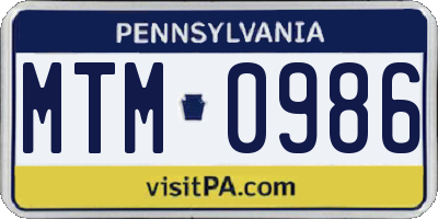 PA license plate MTM0986