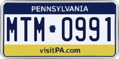 PA license plate MTM0991