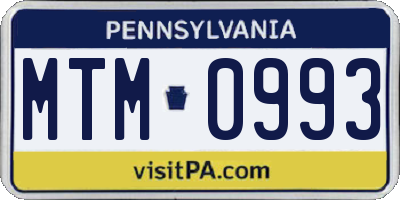PA license plate MTM0993