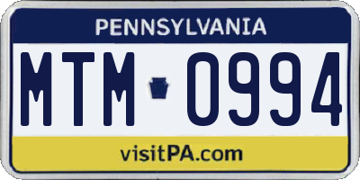 PA license plate MTM0994