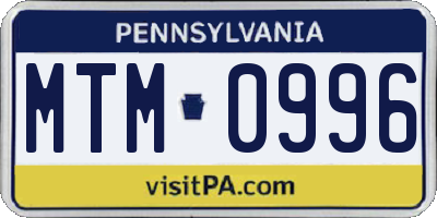 PA license plate MTM0996