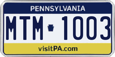 PA license plate MTM1003