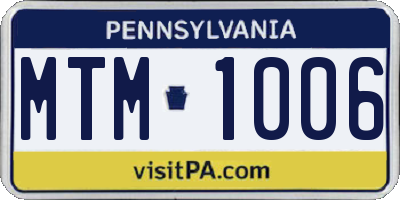 PA license plate MTM1006