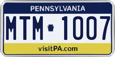 PA license plate MTM1007